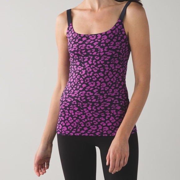 lululemon athletica Tops - Lululemon Barre None Tank Leopard/Cheetah+Bra Pads